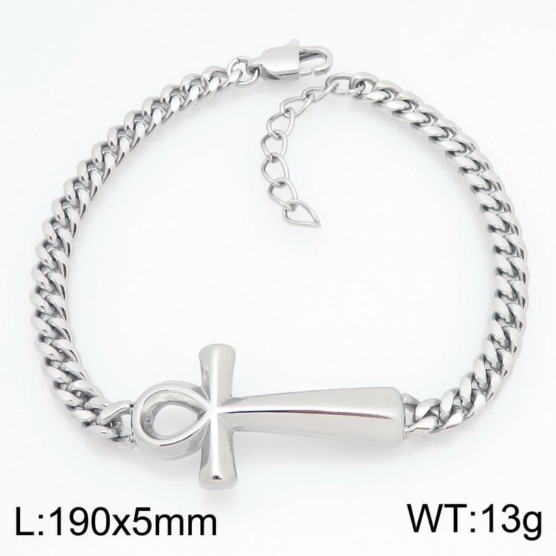 Distressed Egyptian Ankh Cross Bracelet, Personalized Titanium Steel Jewelry for Men & Women
