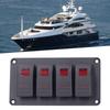4 Gang Rocker Switch Panel LED Backlight 5‑Pin Overheat Protection for 12V/24V Vehicle Marine Yacht BoatRed Light