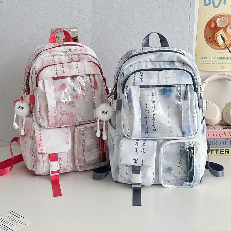 

Transparent schoolbag Women s large-capacity backpack Junior high school girls High school students Casual computer backpack