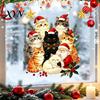 Home Holiday Ornaments Cat Christmas Static Cling Decal, Waterproof PVC Festive Window Sticker, Xmas Decor Easy Apply Decorative for Living