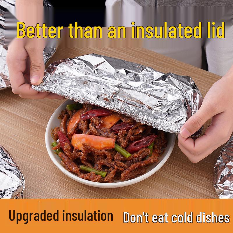 Aluminum Foil Heat-Insulating Cover for Refrigerator & Microwave Thick Insulation Kitchen Bowl - 50 pieces