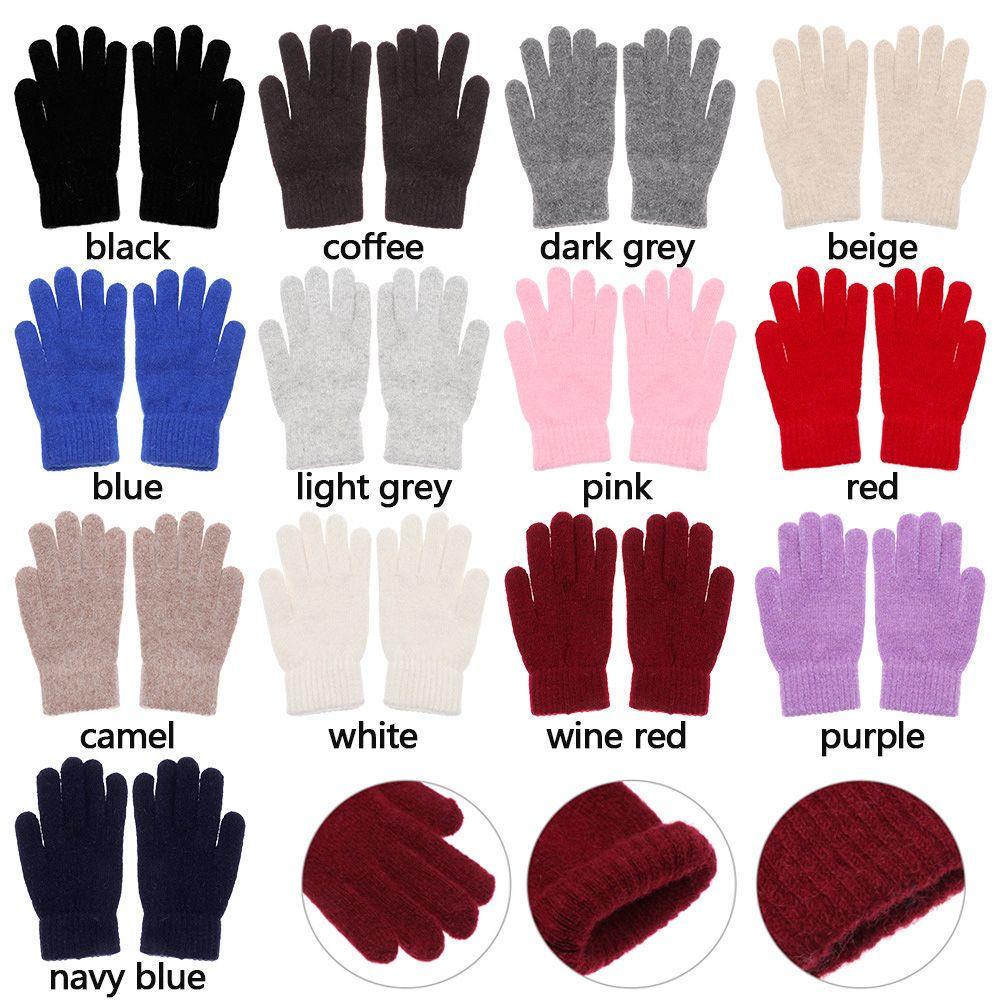 Guantes de invierno gruesos y cálidos con dedos completos elásticos de cachemira para hombre y mujer