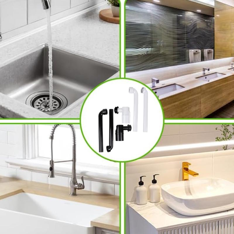 Adjustable Sink Drain Trap 1-1/4Inch Space Saving Sink Waste Trap Bathroom Drain Pipe Rotating Sink Waste Trap