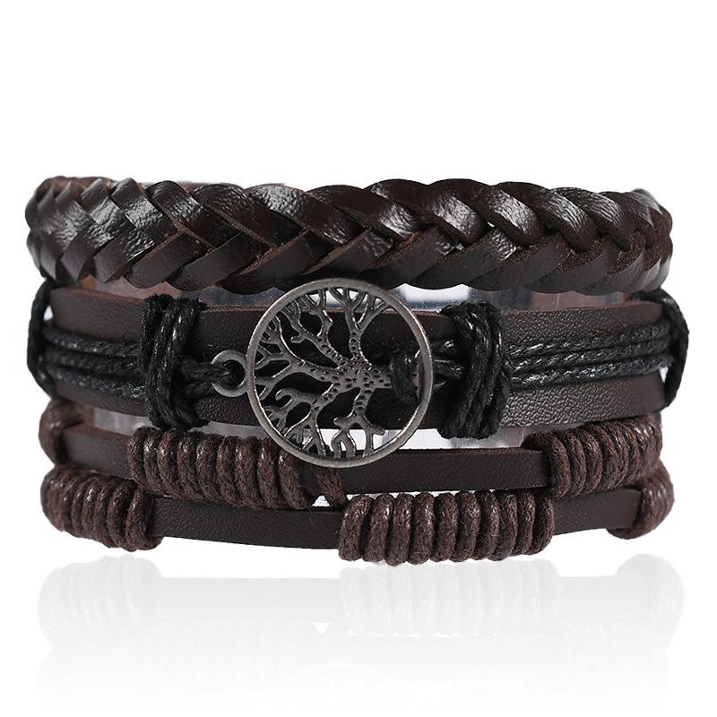 Unisex Handmade Woven Leather Bracelet - European and American Style Jewelry