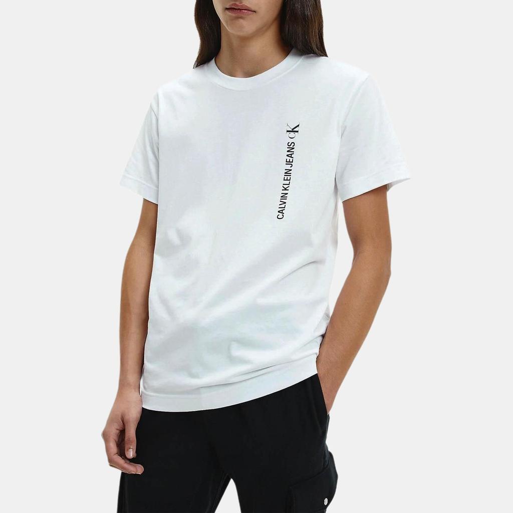 Calvin Klein Letter Print Pattern Crew Neck Short Sleeve T-Shirt Men Tops White J30J318303-YAF