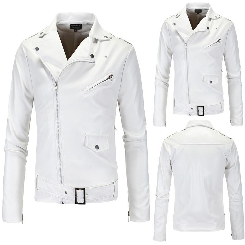 Men's PU Leather Motorcycle Rider Biker Slim Fit Outwear Coats Zip Jackets