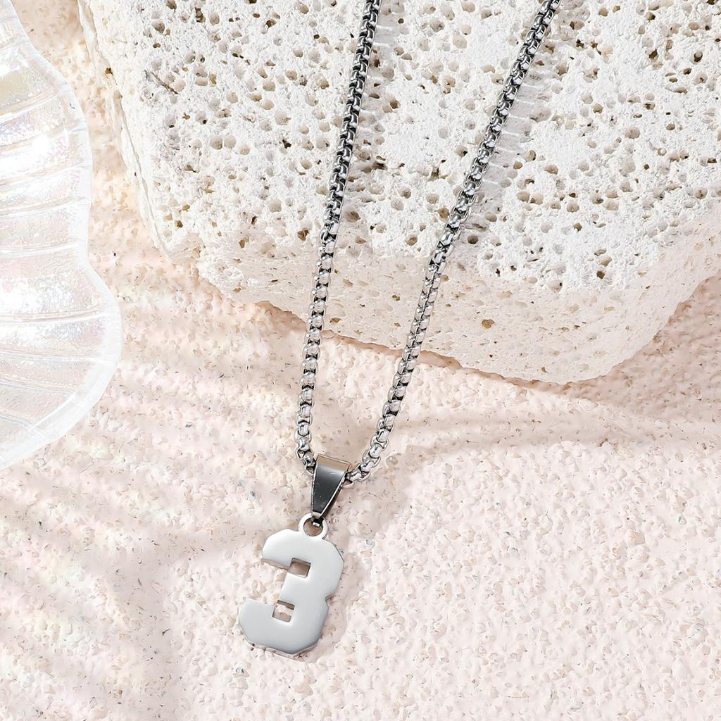 1PC Stainless Steel Athletes Soccer Lucky Number Necklace for Boys Girls Football Basketball Number Necklace for Men Women