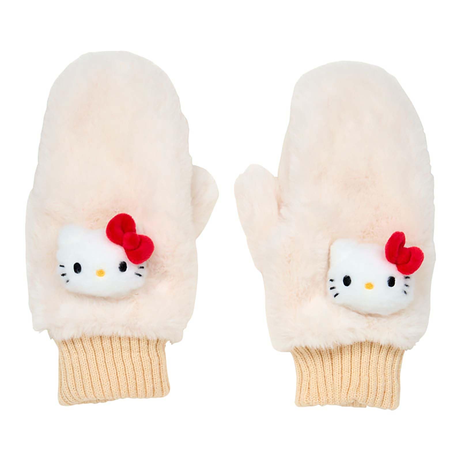 

Sanrio Hello Kitty Faux Fur Mittens with Mascot 363146 белый