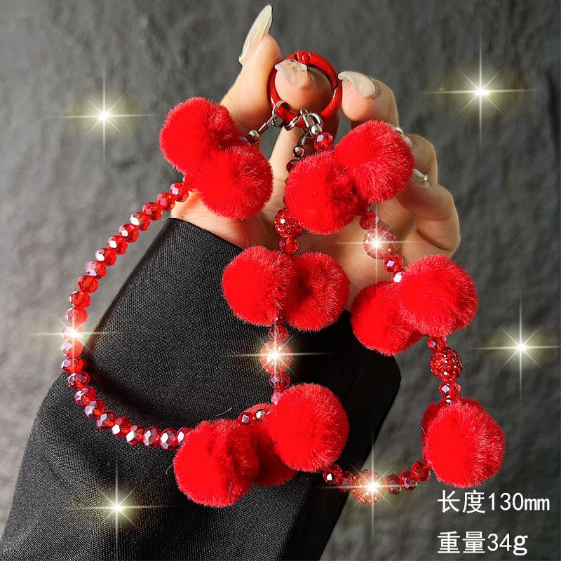 New Furry Crystal Rhinestone Phone Chain for Women, Wrist Hanging Decoration, Autumn and Winter Plush Phone Chain, Short Style Wholesale