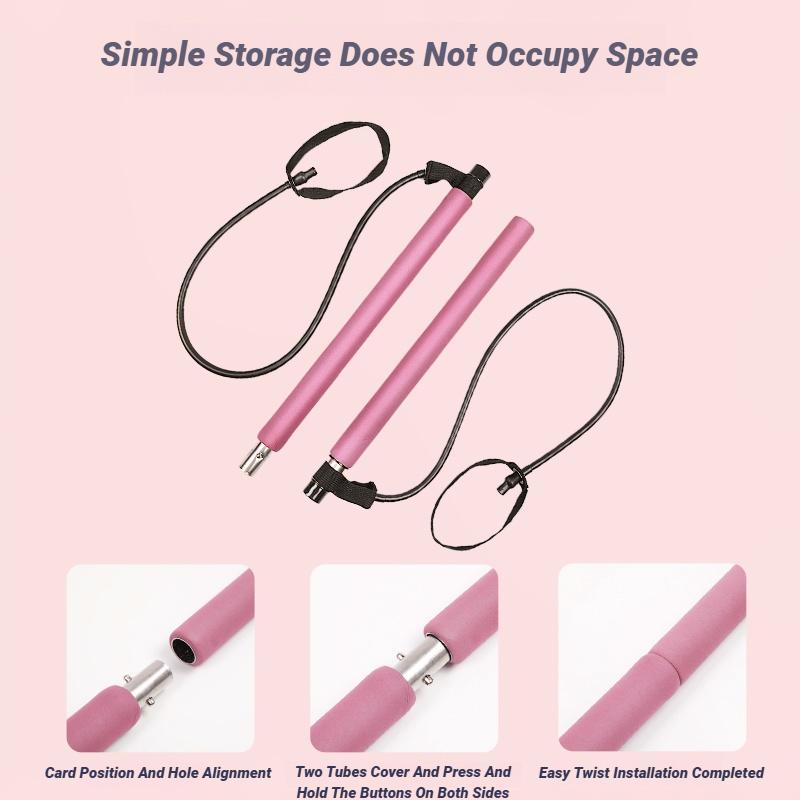 Portable Yoga Pilates Bar Stick With Resistance Band For Muscle Toning Fitness Stretching Body Workout Exercise