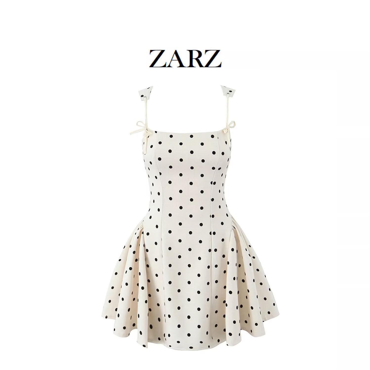 

ZARZ DIY New Women s Fashion Classic Polka Dot Tie-Up Camisole & Puffy Skirt Large