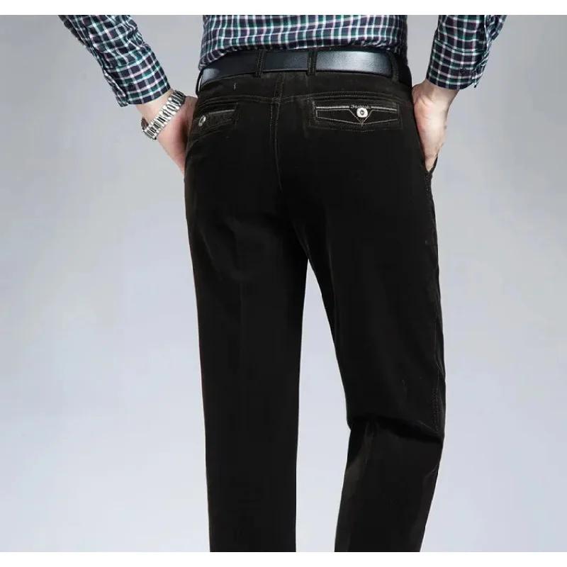 Autumn Padded Middle - Aged Men's Casual Trousers Striped Loose Pants for Men Corduroy Trousers