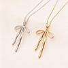 Simple Stainless Steel Bow Pendant Necklace - Personalized, Stylish & High-End Clavicle Chain for Women