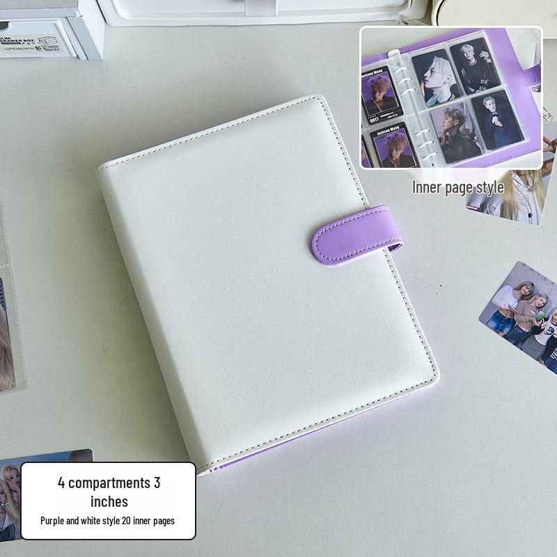 

Альбом для карточек А5 из ПУ - В погоне за звездами: 3-дюймовая Открытка и Хранение Айдол-карточек, Четырехсеточный Альбом для Полароидных Фото