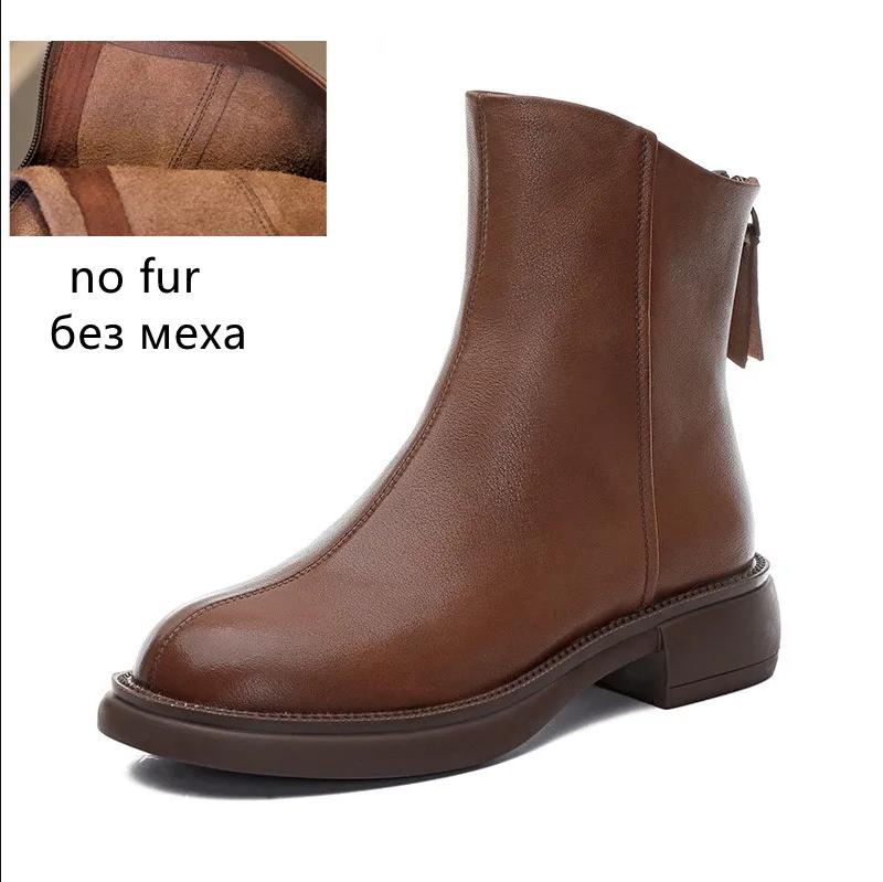 Fashion Women Ankle Boots Genuine Leather British Style 2025 New Winter Fashion Women Boots Thick Bottom Lace-up Short Boots Women