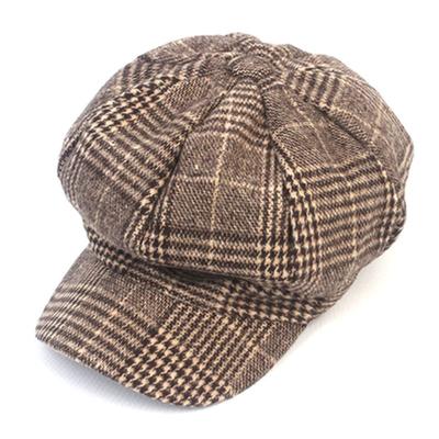 Universal Chemistry Wool Glencheck Beige Newsboy Cap