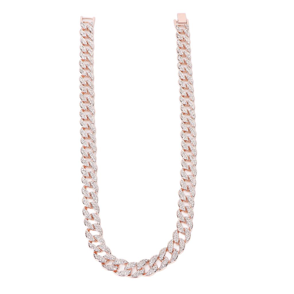 Chain Necklace Rhinestones Alloy Hip Hop Style 24in Jewelry Clothes Decorative Accessories