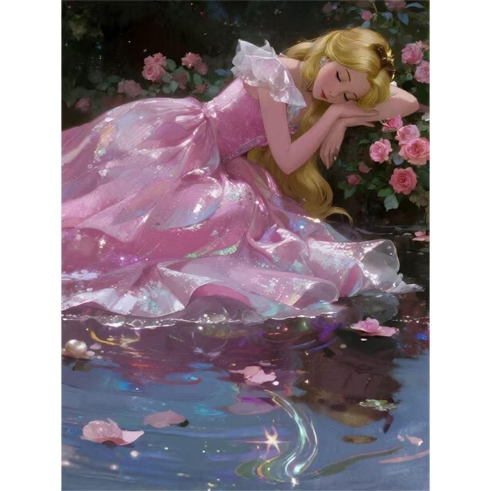 

Disney 5d DIY Diamond Painting Sleeping Beauty Princess Aurora Fan Illustration Art Embroidery Mosaic Cross Stitch Home Decor Gift Crafts Round 20x30cm