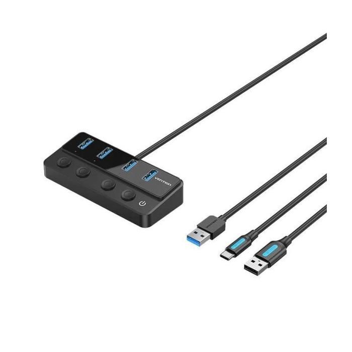 Hub USB 3.0 Vention CHWBF- 4xUSB- 1xUSB Tipo-C PD- Incluye cable Carga USB Macho - USB Tipo-C Macho