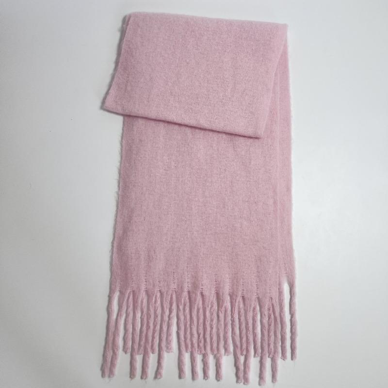 Versatile Mohair Solid Color Scarf Women's Winter Thickening Simple Warmth Enlarged Shawl Scarf