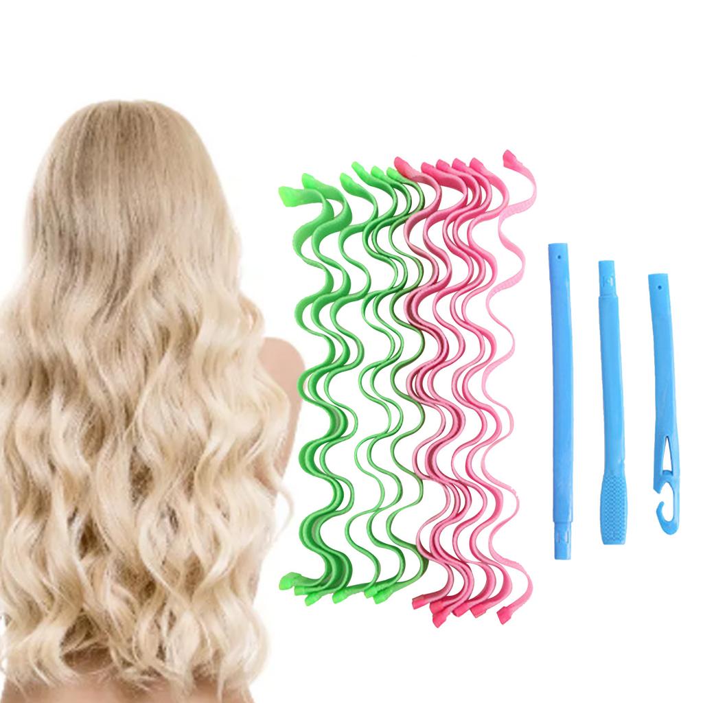 Spiral Curls Styling Kit DIY Plastic Hair Spiral Curl Styling Roller for Women Girls Extra Long Hair45cm 17.7in (12pcs)