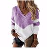 Solid Color Printed V-neck Long Sleeve Top Solid V-neck Long sleeve Top Women