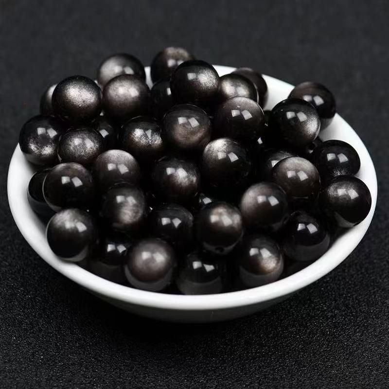 Double Golden Sheen Black Obsidian Beads Bracelet - DIY Handmade Crystal Accessories