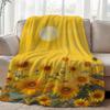 Sunflower Field Print Throw Blanket - Vintage Botanical Floral Motif Soft Lightweight Accent for Sofa Bed Travel Office Gift