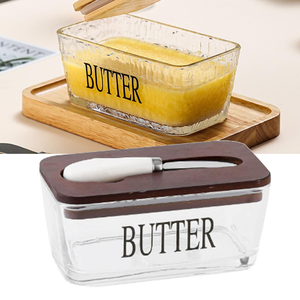 tight Dish with Lid and Cutter 500ml Glass Holder Tray for Countertop and Refrigerator