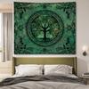 Green Nature Tree of Life Tapestry - Boho Hippie Mandala Y2K Wall Hanging | Aesthetic Ceiling/Backdrop Decor for Bedroom