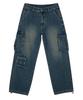 AOTT Multi-Pocket Cargo Denim Pants Vintage Blue