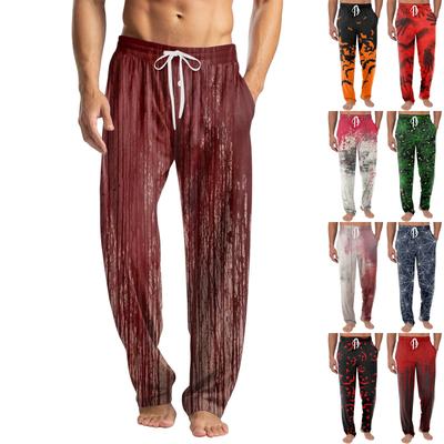 Erkek Örgü Cadılar Bayramı Baskılı Cep Detaylı Günlük Pantolon Pijama Pantolonu