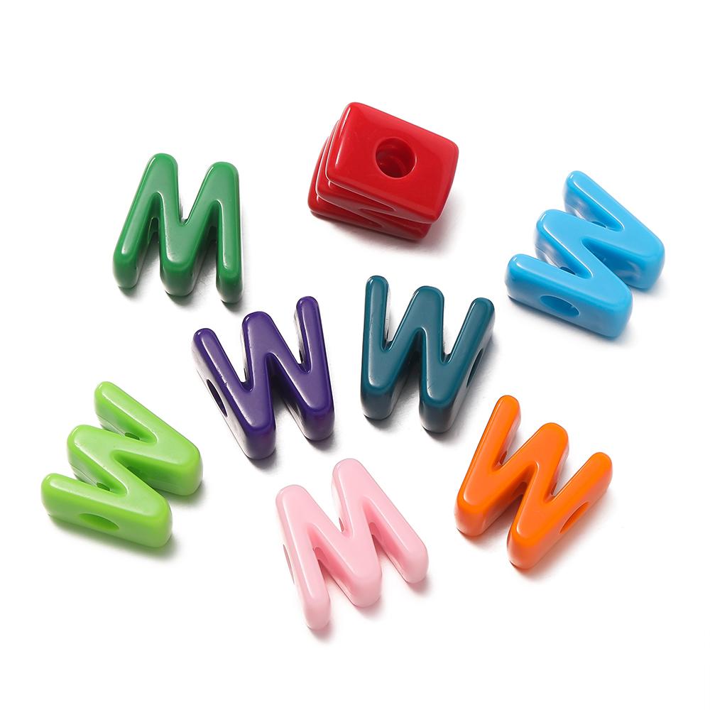 5Pcs A-Z Acrylic Big Hole Letter Beads Mix Colour Loose Spacer Beads for Making Key Chain Bracelet DIY Craft Jewelry Accessories