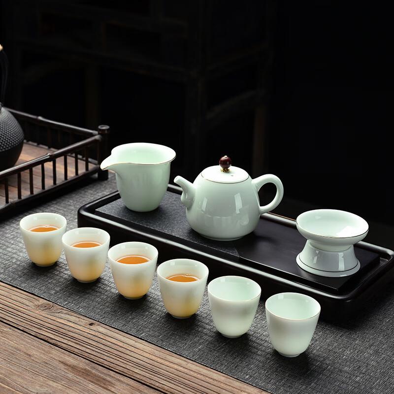 Handun Suet Jade Shadow Green Kung Fu Tea Set