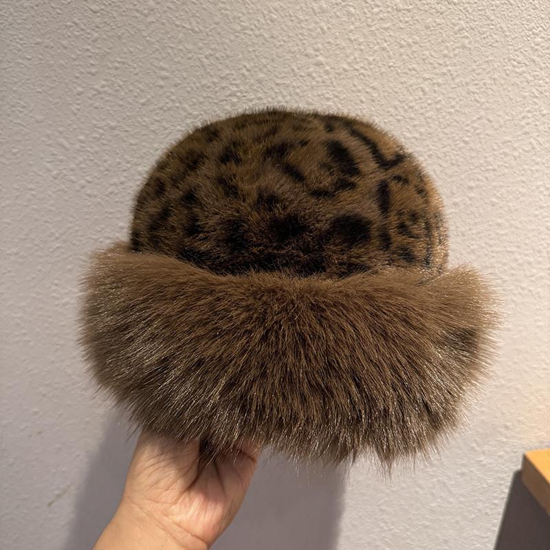 Hat Mongolian Women Thick Plush Windproof Leopard Print Hat Accessory Winter