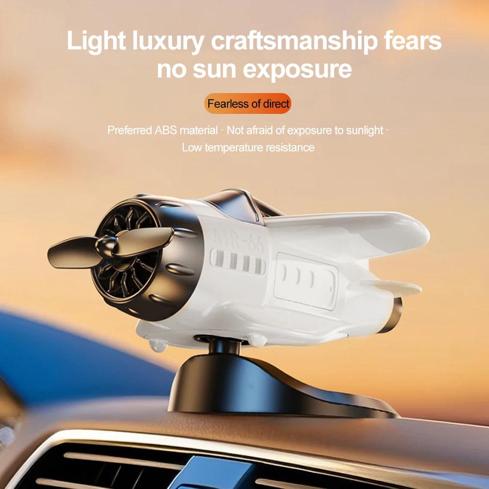 Non-Toxic 360 Rotary Car Solar Airplane Ornaments Creative Solar-Powered Aircraft Model For Car Center Console Multiple Colors Car Decor