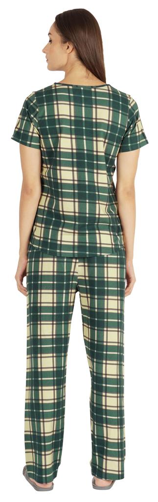 Inkmeso 2 Pcs Printed Short Sleeves Nightwear Set For Womens Top And Pajama Sleepwear Cotton PJ