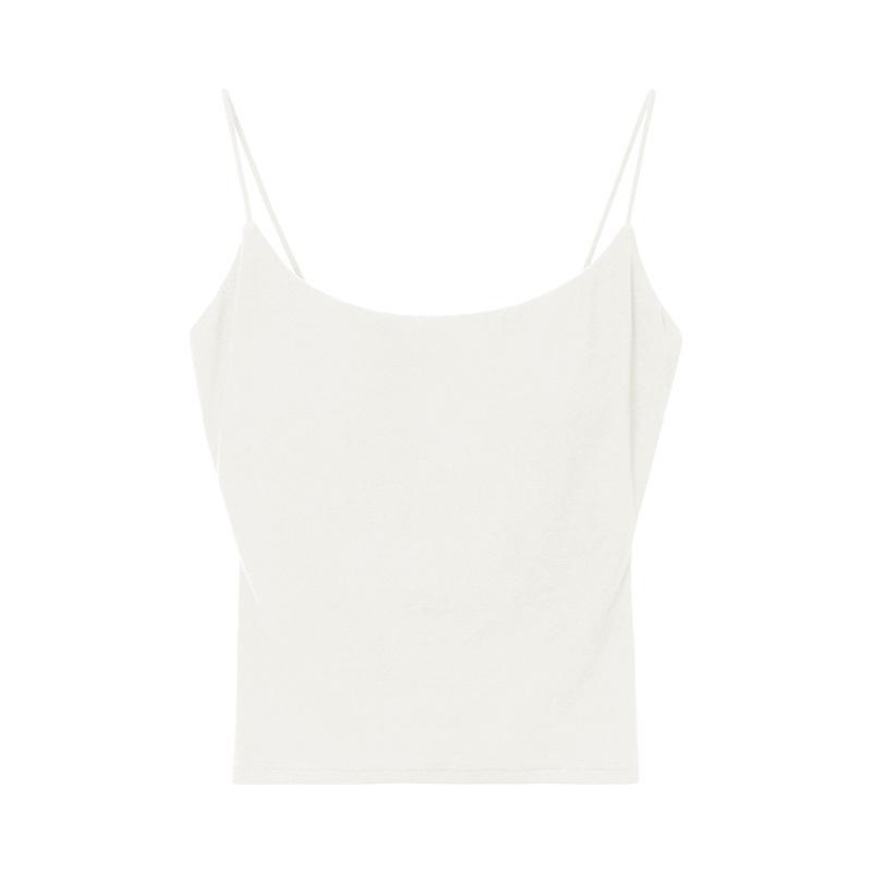 Spring and summer round neck basic design, threaded groove strip, high elasticity, slimming effect, no need to wear bra, camisole, vest