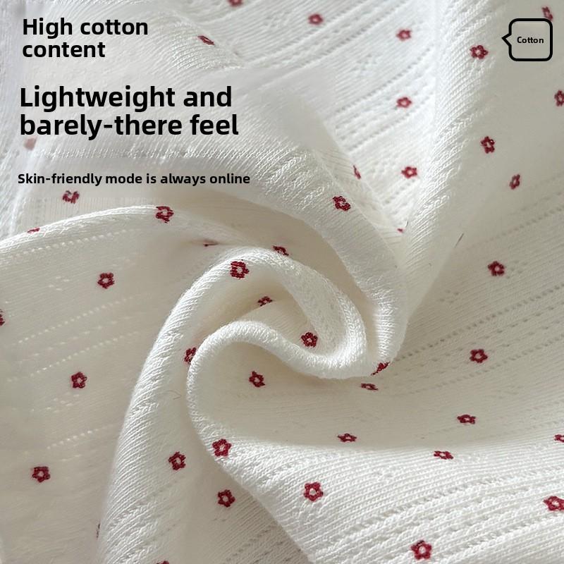 Girl Autumn and Winter Lovely Pure Cotton 10A Antibacterial No Trace Breathable Middle Waist Triangle Briefs