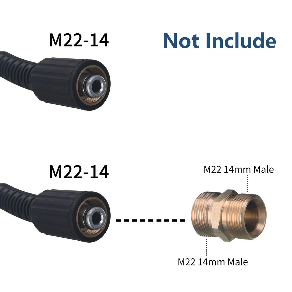 Tool Daily High-Pressure Washer Hose, 15m (50FT), 1/4-Inch, 3600 PSI, M22 14-Connection, Replacement for Most Brands