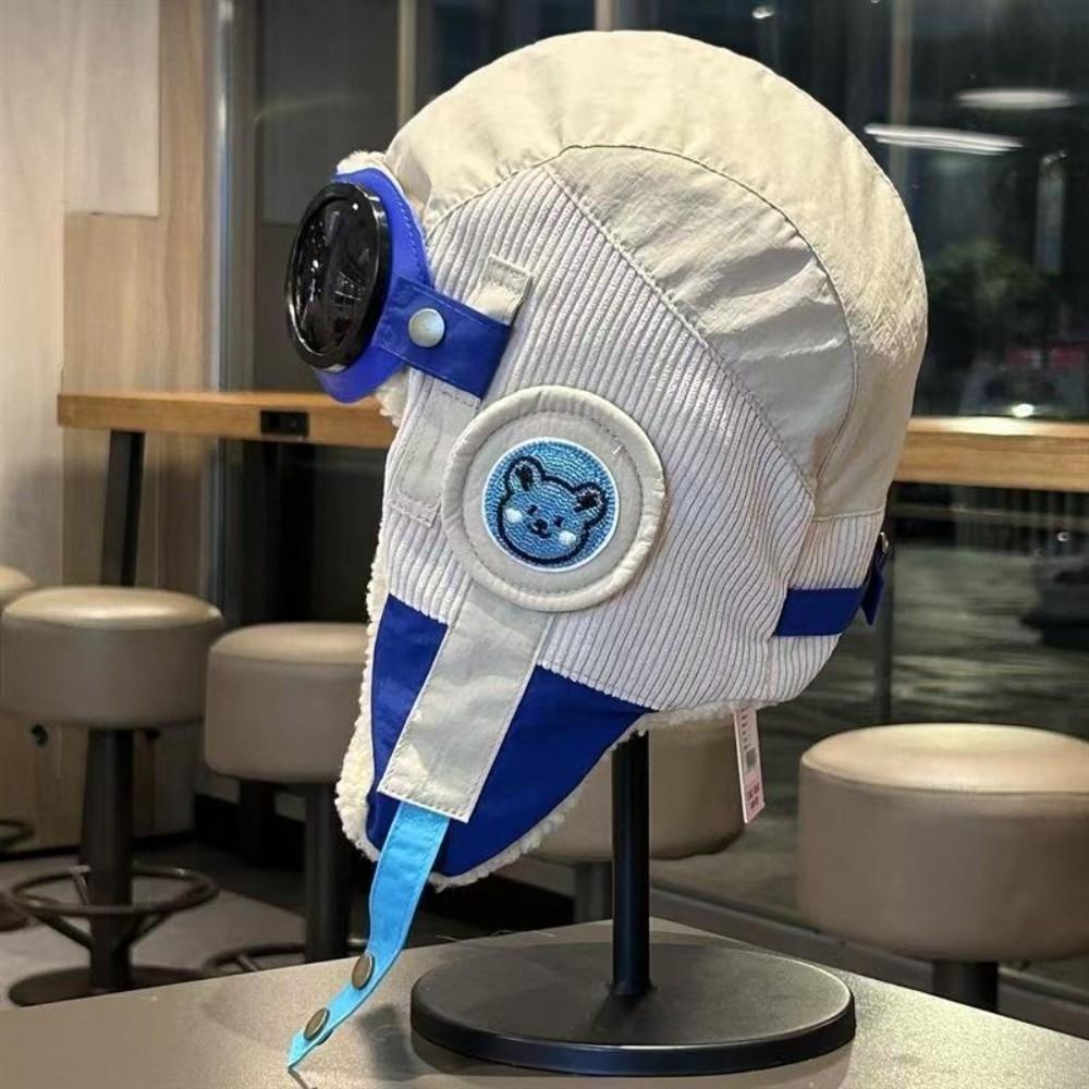 Bonnet mignon de protection des oreilles de dessin animé Coupe-vent Chapeau chaud Mode Chapeau d'aviateur pour enfants Hiver