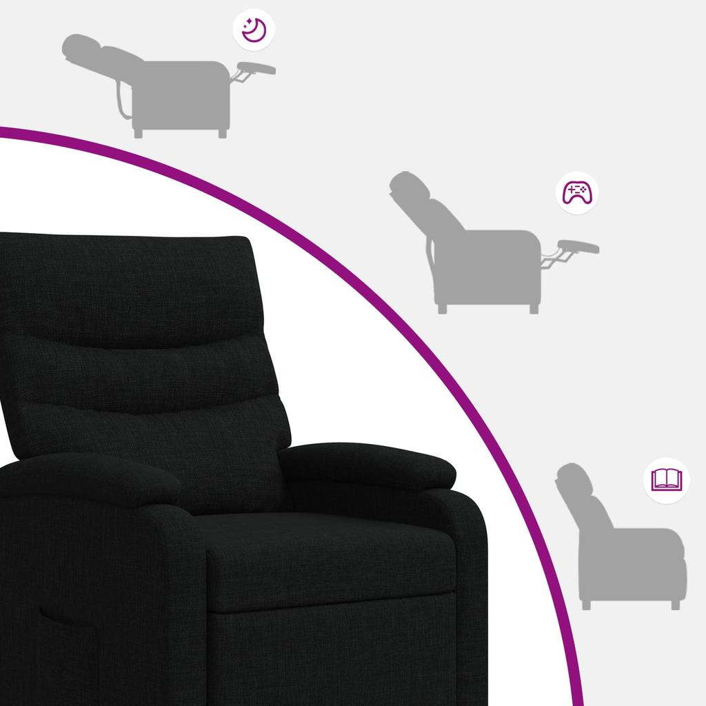 Massage Relax Chair Black Fabric