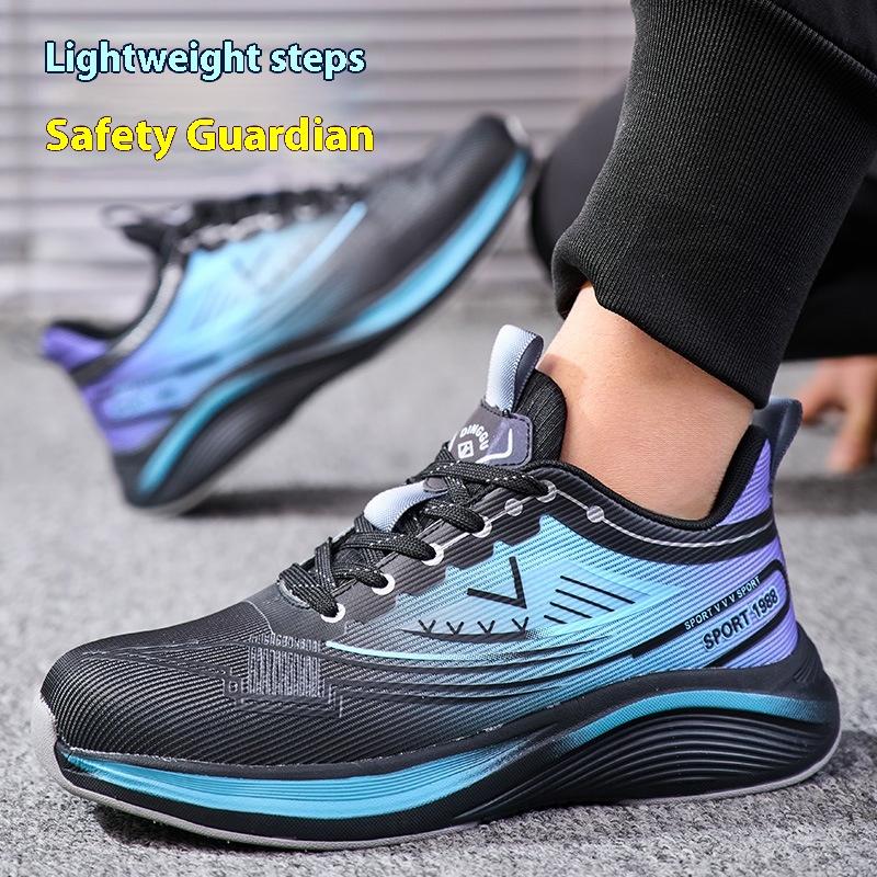 Fashion Labor Protection Shoes Anti-smashing Anti-piercing Lightweight Breathable Safety Shoes Steel Toe Work Boots for Men