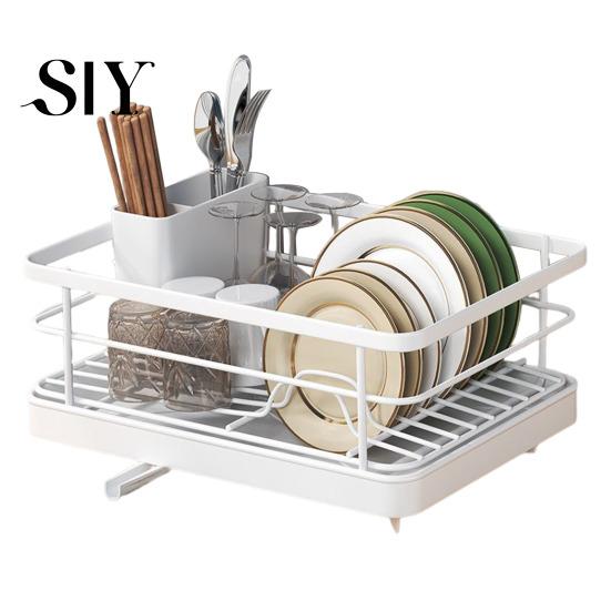 Carbon Steel Dish Storage Rack Drying Large Capacity Non-Slip Design Stable Auto-Drain Easy to Install Space-Saving Kitchen Counter with Cutlery