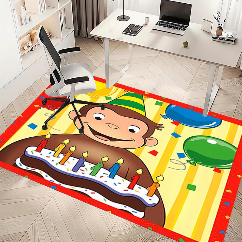 1pc Curious George Print Area Rug - Soft, Washable Non-Slip Indoor Mat, Living Room, Home Office Decorative Rug,Office Decorative