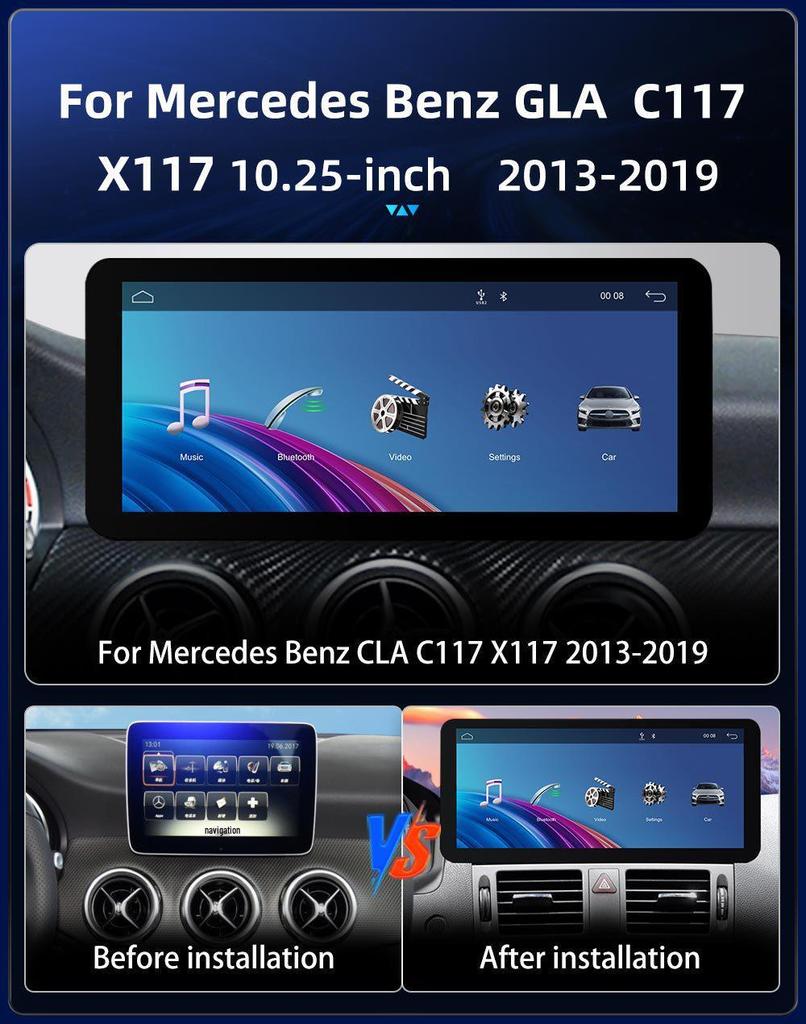 10.25-Inch CarPlay Navigation & Reversing Camera Screen for Mercedes CLA Class C117/X117