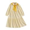 Girls' Fashion Dress 2025 Autumn Children's Solid Color Casual Loose Long-sleeved Shirt Dress