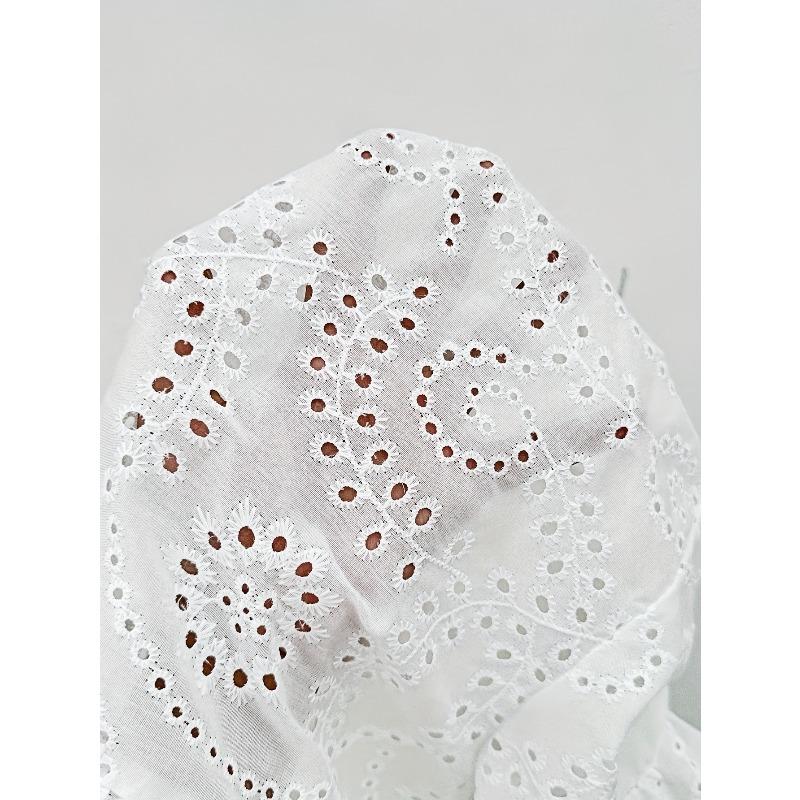 White Lace Women's Blouse Summer New Lapel Hollow-out Embroidery Loose Women's Short Sleeve Women's Shirt Fashion Vintage Casual Office Ladies Tops