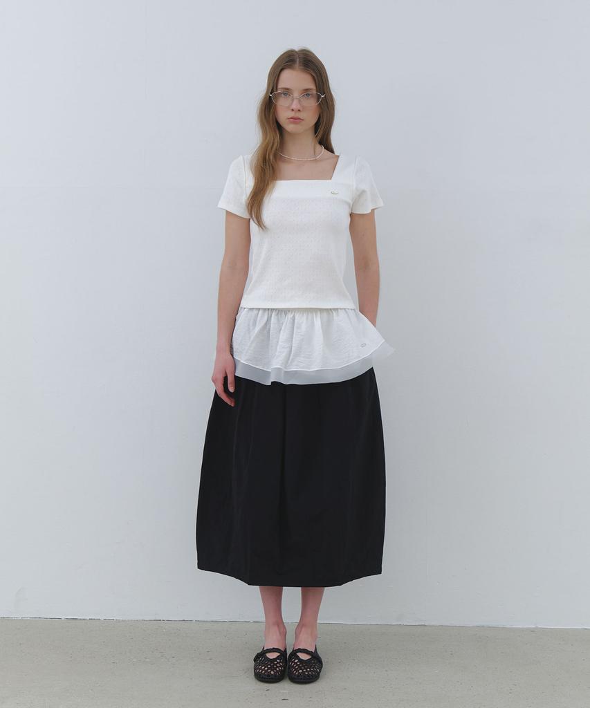 CLUNY Line Point Half Sleeve T-Shirt - Ivory