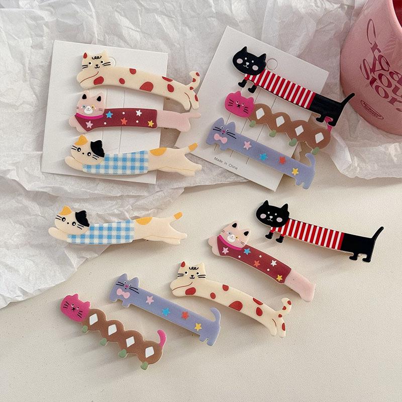 3PCS Cute long cat duckbill hair clip sweet girl heart bangs clip new Japanese and Korean cartoon headwear hair accessories for women